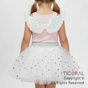 SET ALAS TORNASOLADA Y TUTU CON BRILLOS BLANCO BABY x 1